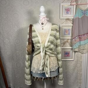 vintage green wrap knit sweater